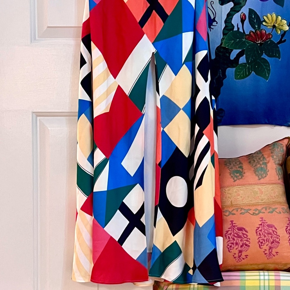 STAUD Multicolor Geometric Halter Maxi Dress — Red, Blue, Green & Yellow NWT - Picture 15 of 16